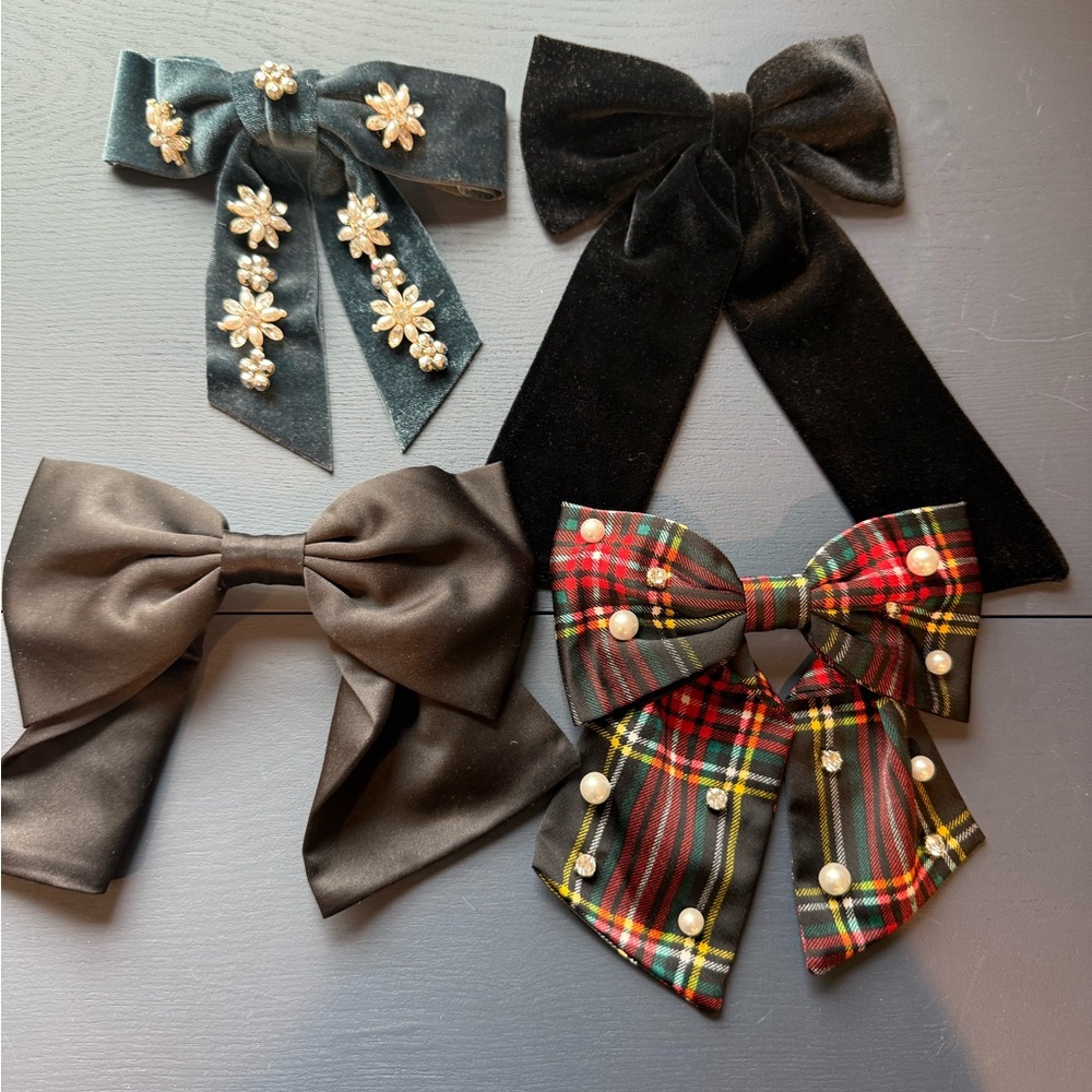 Hair Bow Set - J. Crew, Club Monaco - Black, Gray, and Plaid